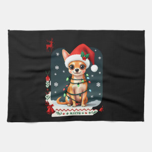 Paño De Cocina Sudadera fea de Navidad de Chihuahua Santa Perro A