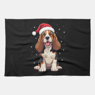 Paño De Cocina Sudadera sin mangas de Basset Hound Navidad