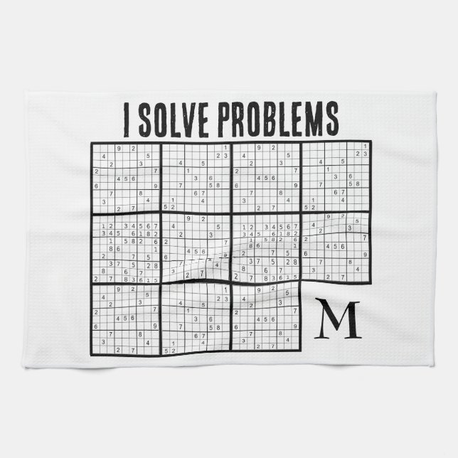 Paño De Cocina SUDOKU I Solucionar problemas Monograma (Horizontal)