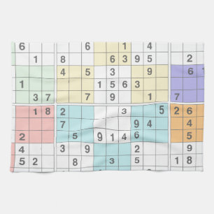Paño De Cocina sudoku pastel