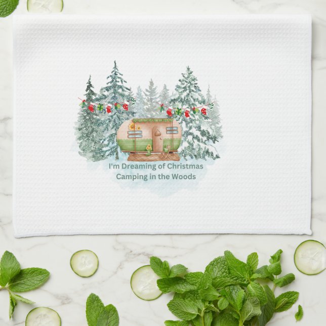 Paño De Cocina Sueño con Navidades acampando en una (Doblado)