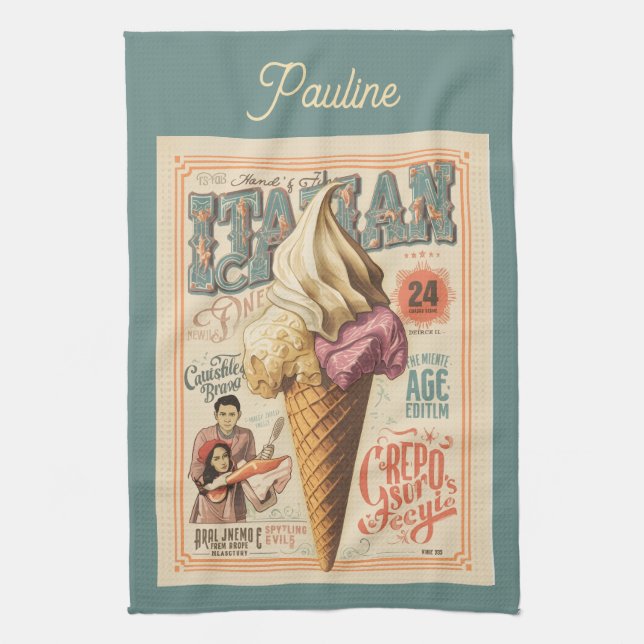 Paño De Cocina Sueño de Helado Nostálgico (Vertical)