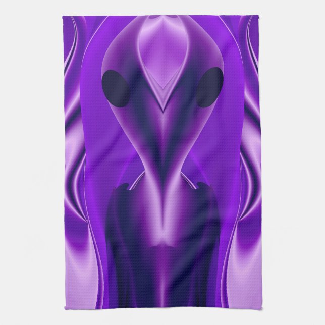 Paño De Cocina Sueños del arcoiris púrpura 3D , Alien (Vertical)