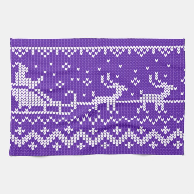 Paño De Cocina Suéter fea Santa Claus trineo y renos (Horizontal)