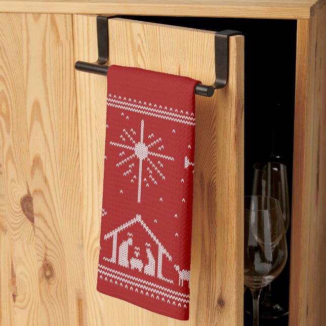 Paño De Cocina Suéter Feo de Navidad Navideño Natividad Cristiano (Pliegue de tercios)