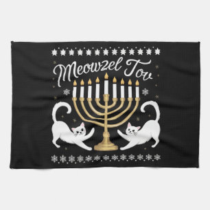 Paño De Cocina Suéter Feo Divertido Meowzel Tov Janucá Hanukkah