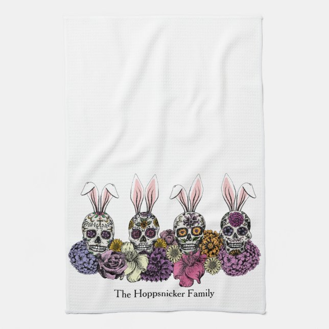 Paño De Cocina Sugar Skull Bunnies Pascua Gótica (Vertical)