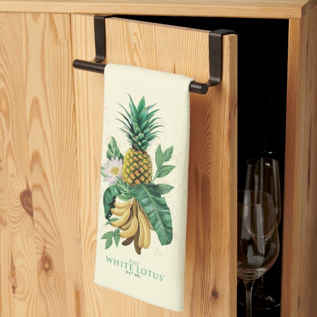 Paño De Cocina Suite de piña en el Lotus blanco (Pliegue de tercios)