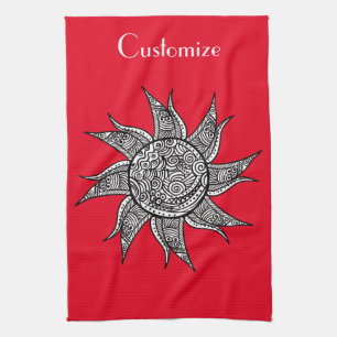 Paño De Cocina Sun Tattoo Thunder_Cove al estilo Henna 