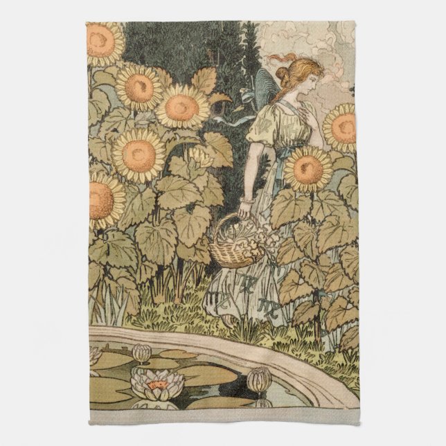 Paño De Cocina Sunflower Art Nouveau Garden Grasset Mujer (Vertical)