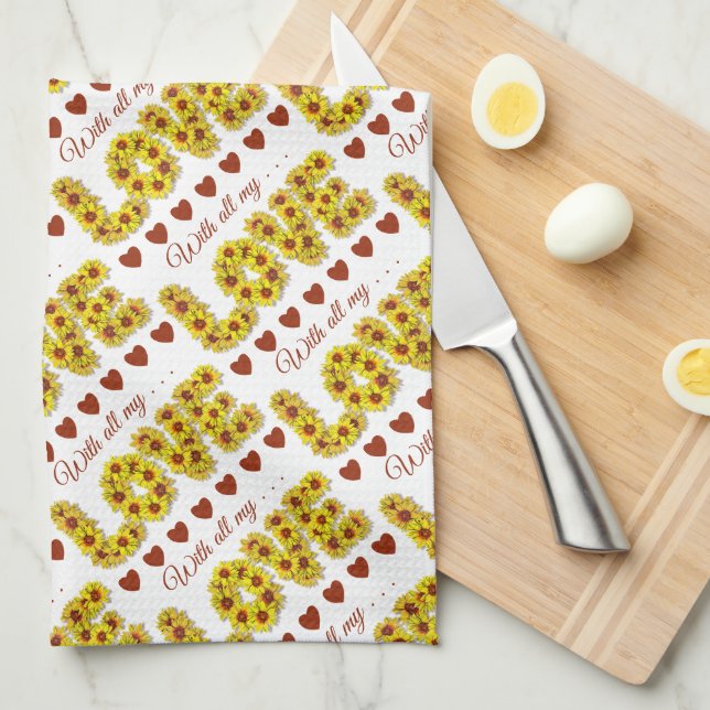 Paño De Cocina Sunflower Love Kitchen Towel (Doblado Cuarto)