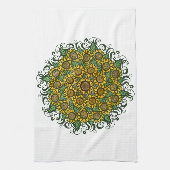 Paño De Cocina Sunflower Mandala Naturaleza Lover Sunflowers Flor (Vertical)