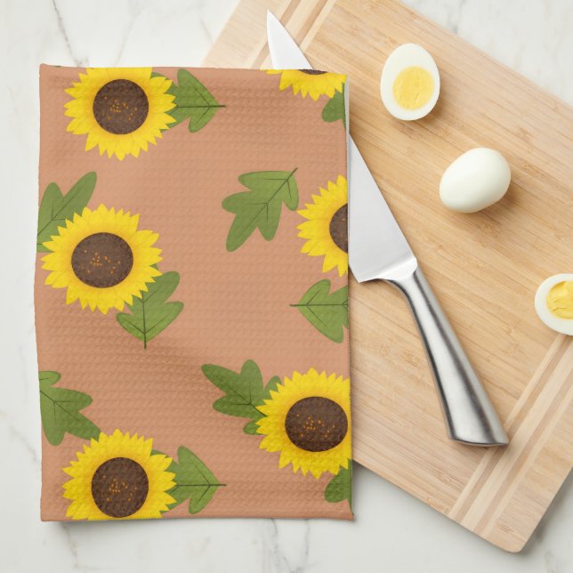 Paño De Cocina Sunflower Pattern Design – Cute Floral Aesthetic (Doblado Cuarto)