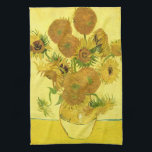 Paño De Cocina Sunflowers en un Bella Artes Vase Van Gogh<br><div class="desc">Vida: Vase con quince girasoles, Vincent van Gogh, Arles, agosto de 1888. Vase con Doce girasoles es la cuarta versión de la segunda serie de girasoles de Vincent van Gogh, pintada en Arles en agosto de 1888. Óleo sobre lienzo, 93 x 73 cm. Galería Nacional, Londres. F 454, JH 1562...</div>