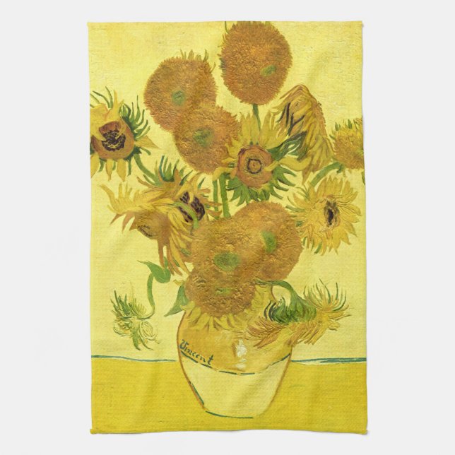 Paño De Cocina Sunflowers en un Bella Artes Vase Van Gogh (Vertical)