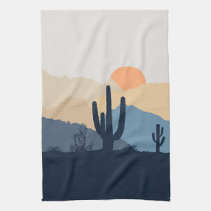 Paño De Cocina Sunrise azul y beige desértico