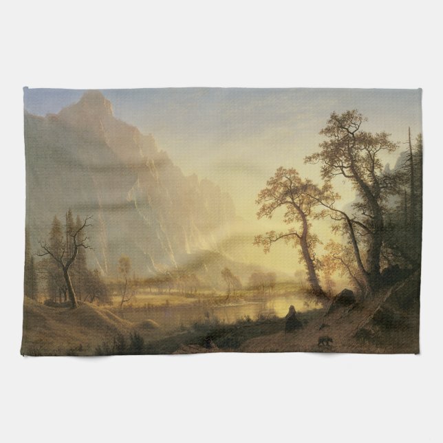 Paño De Cocina Sunrise, Yosemite Valley por Albert Bierstadt (Horizontal)