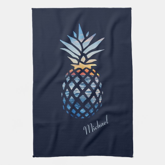 Paño De Cocina Sunset Beach Pineapple Personalizado Hogar Calenta (Vertical)