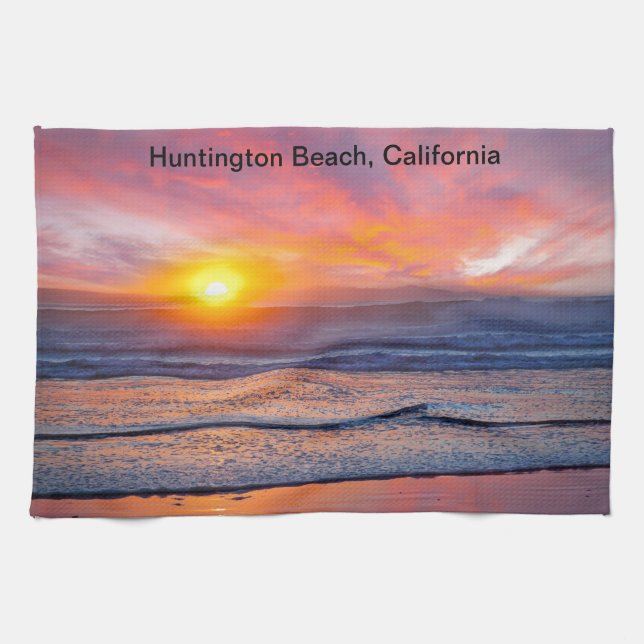 Paño De Cocina Sunset espectacular en Huntington Beach, CA (Horizontal)