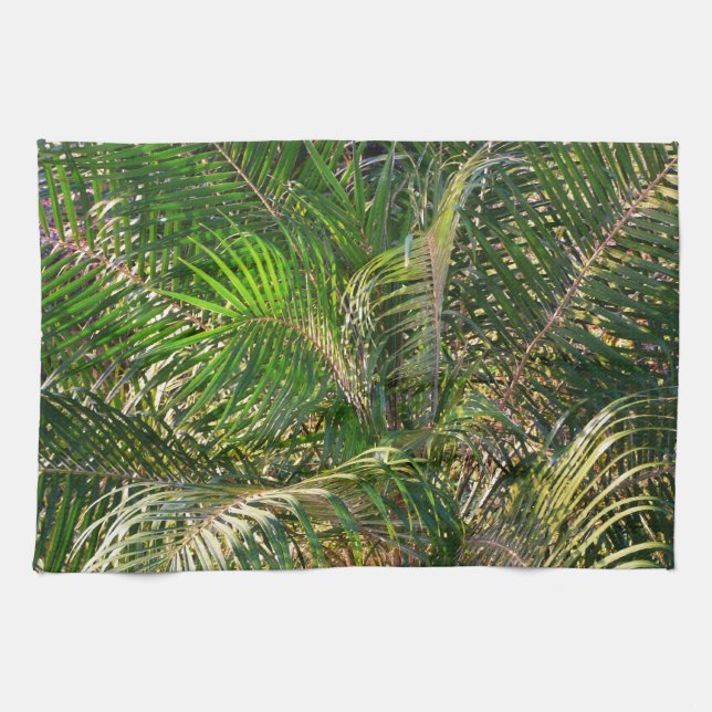 Paño De Cocina Sunset Lit Palm Fronds Tropical (Horizontal)