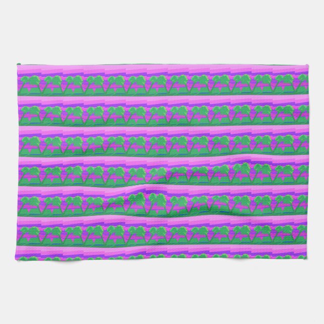 Paño De Cocina Sunset Pink Green Purple Kitchen Towel (Horizontal)