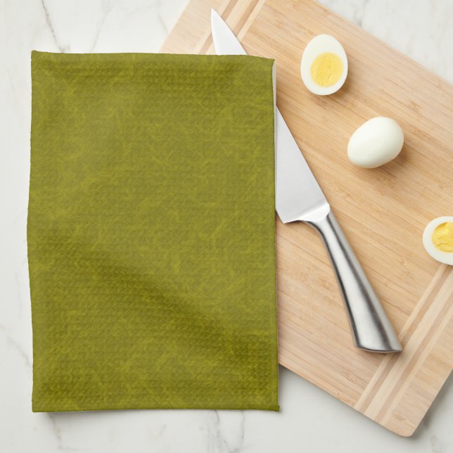 Paño De Cocina Superficie verde oliva con patrón sutil de remolin (Doblado Cuarto)