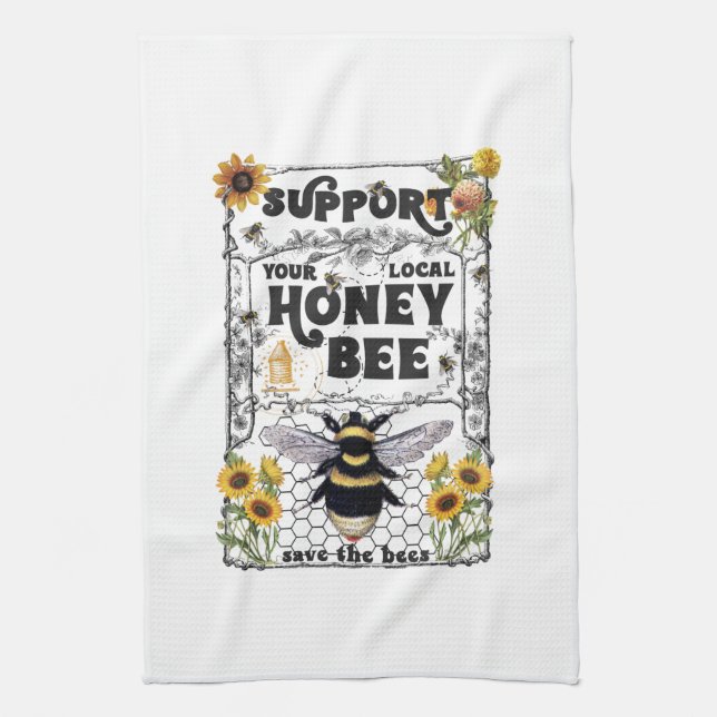 Paño De Cocina Support Your Local Honey Bee - Kitchen Towels (Vertical)