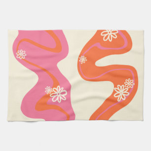 Paño De Cocina Surco de margarita - rosa, Naranja y crema