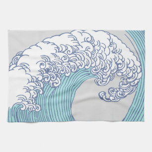 Paño De Cocina Surf asiático japonés ondea arte oceánico