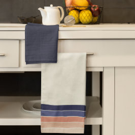 Paño De Cocina "Surfboard" Retro Blue y Peach Stried