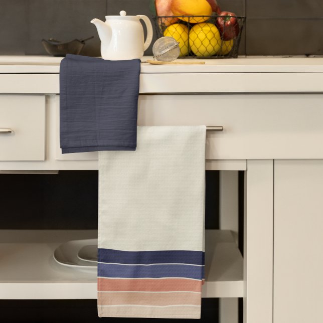 Paño De Cocina "Surfboard" Retro Blue y Peach Stried (Subido por el creador)
