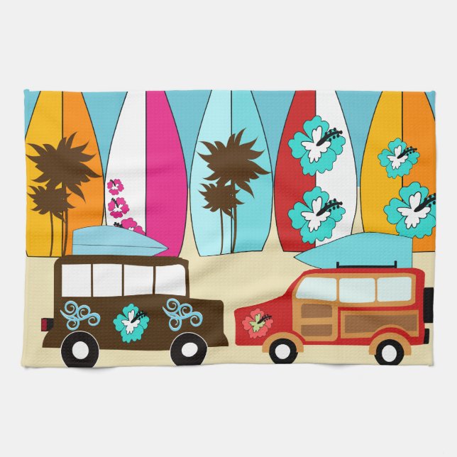 Paño De Cocina Surfboards Beach Bum Surfing Hippie Vans (Horizontal)