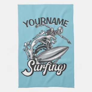 Paño De Cocina Surfista de olas grandes personalizado NOMBRE Esqu