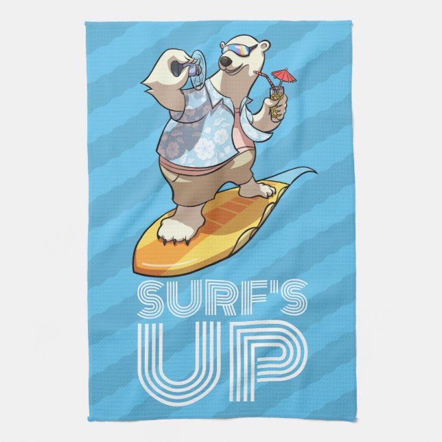 Paño De Cocina Surf's Up Surfing Polar Bear con Personalizado de  (Vertical)