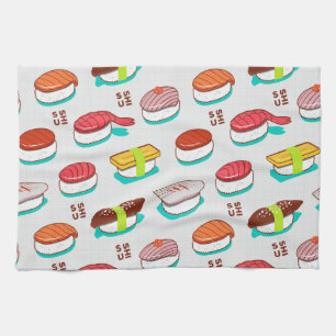 Paño De Cocina Sushi de nigiri de época, patrón de doodle