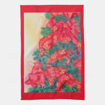 Swag del poinsettia de la acuarela en árbol de