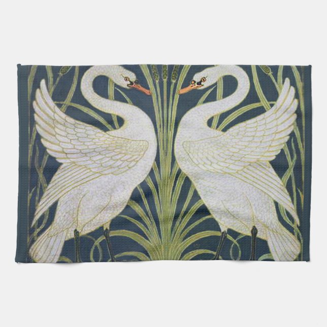 Paño De Cocina Swan Art Nouveau Dos Cisnes (Horizontal)