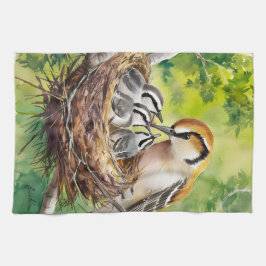 Paño De Cocina Sweet bird nest painting