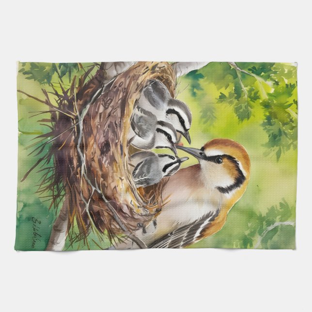 Paño De Cocina Sweet bird nest painting (Horizontal)