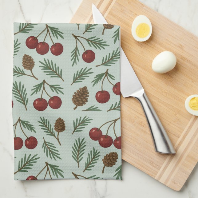 Paño De Cocina 🌿 Sweet Cherry Woodland Holiday Collection (Doblado Cuarto)