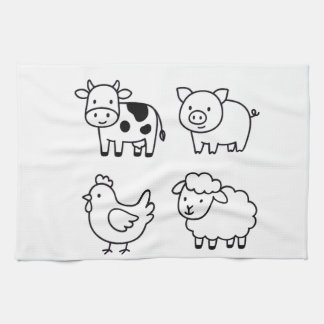 Paño De Cocina Sweet & Simple Farm Animal Outlines
