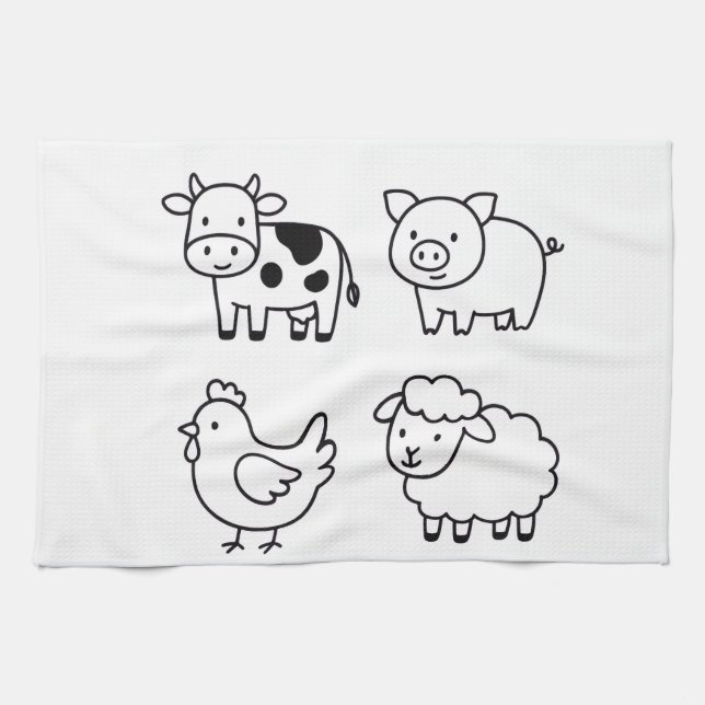 Paño De Cocina Sweet & Simple Farm Animal Outlines (Horizontal)