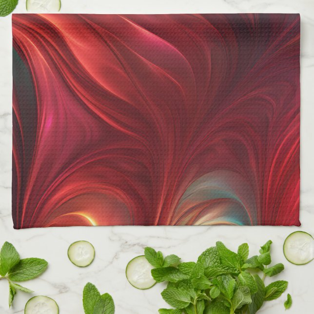 Paño De Cocina Swirl irlandés de resumen rojo (Doblado)