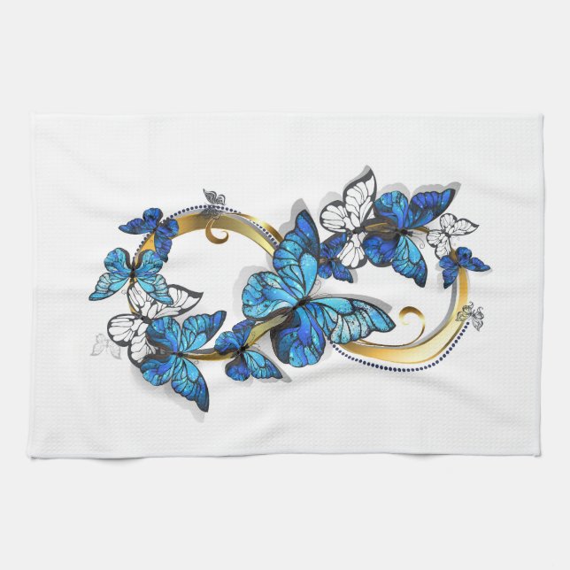 Paño De Cocina Symbol Infinity of Blue Morpho Butterflies (Horizontal)