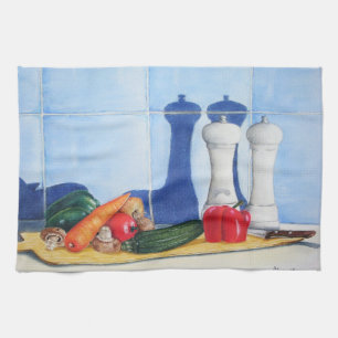 Paño De Cocina tabla de corte con pintura de vegetales