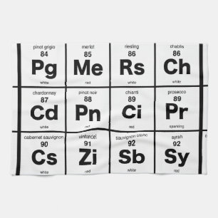 Paño De Cocina Tabla periódica de vinos