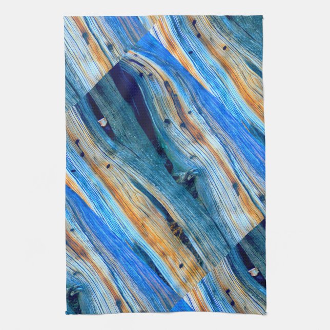 Paño De Cocina tablas de granero de azul deteriorado (Vertical)
