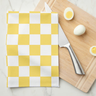 Paño De Cocina Tablero de ajedrez visual clásico amarillo