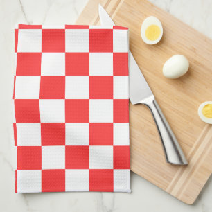 Paño De Cocina Tablero de ajedrez visual clásico rojo