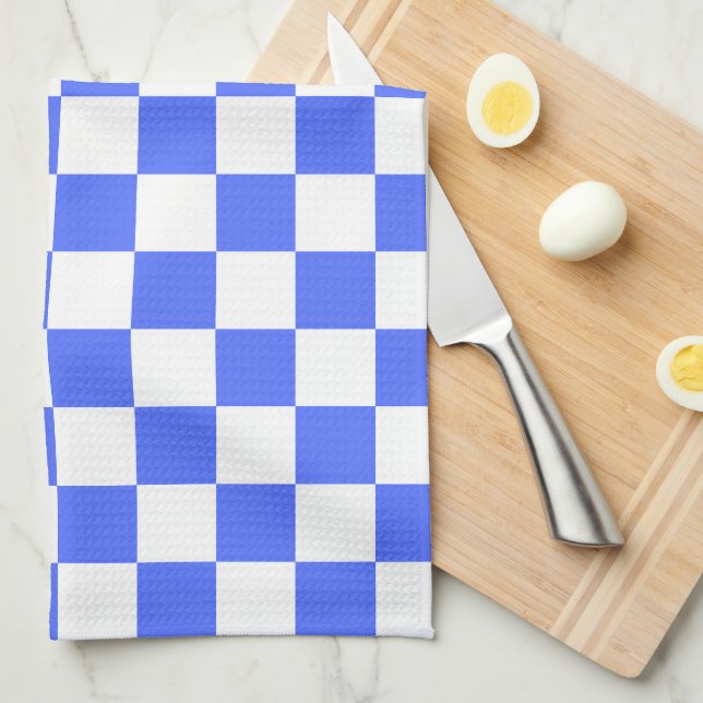 Paño De Cocina Tablero de damas clásico visual zafiro (Doblado Cuarto)